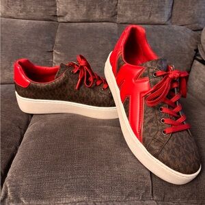 Michael Kors Red and Brown Patterned Sneakers